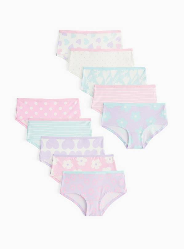 Heart Printed Cotton Briefs 10 Pack 12-13 years